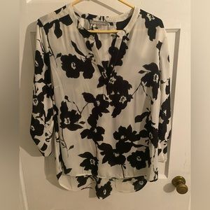 Daniel Rainn blouse, black and white, size large.